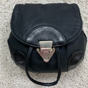 JOHNNY FARAH Black LEATHER & NYLON Waist BELT Bag MINI Festival PURSE